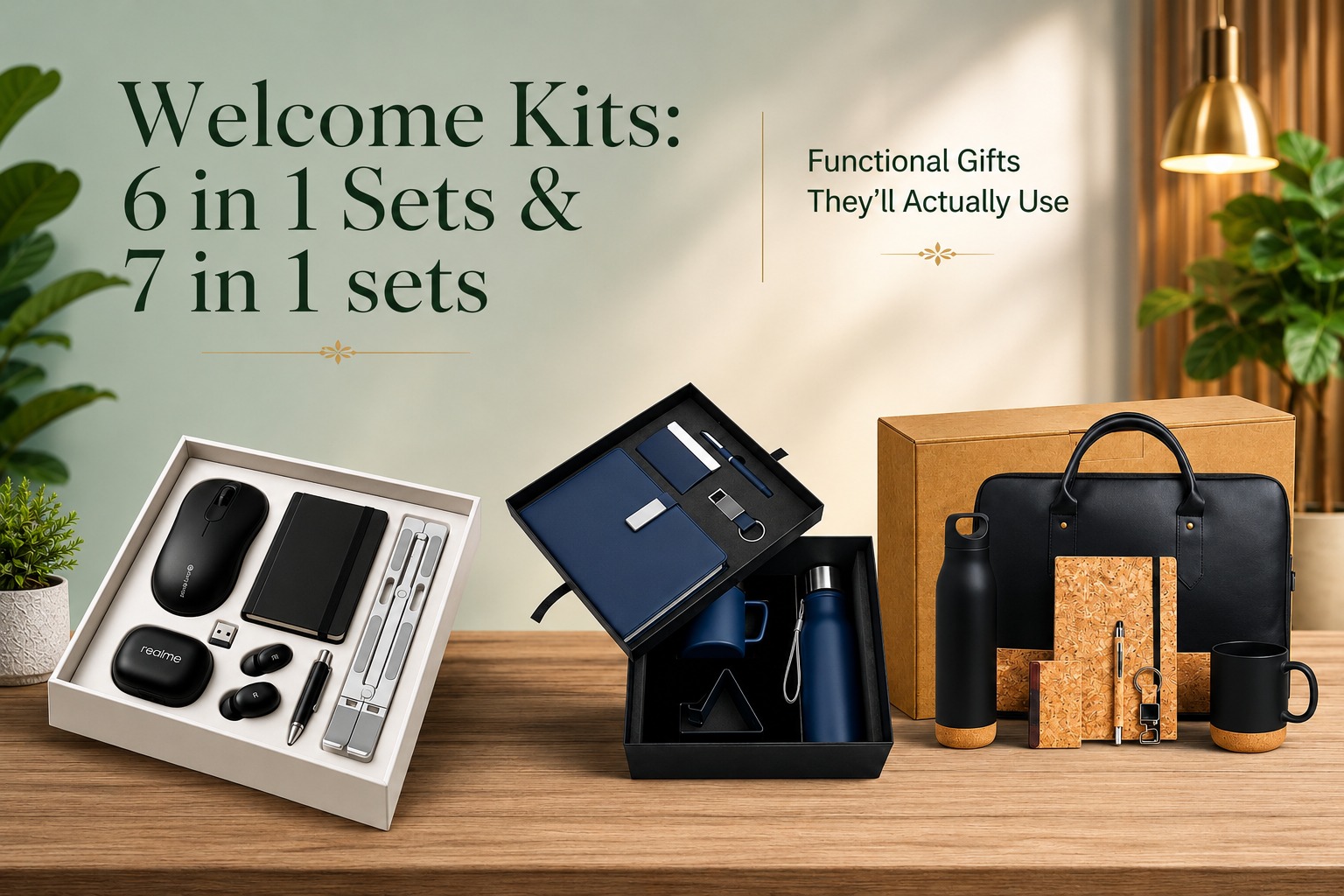 Welcome Kits 6 in 1 and 7 in 1 sets - functional corporate gifts by Royal Celebrations